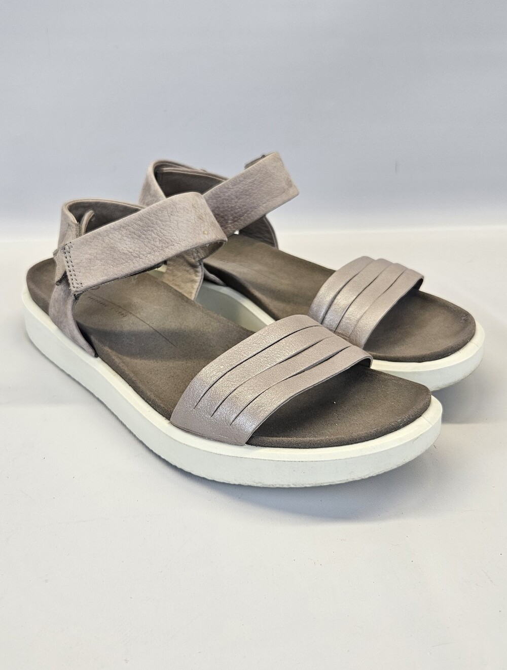 ECCO Flowt W Sandal Moon Rock Silver Metallic Womens US 9 EU 40 Leather